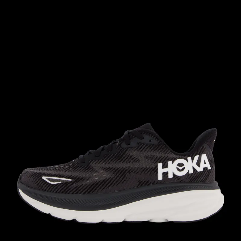 Hoka W Clifton 9 Black / White Svart