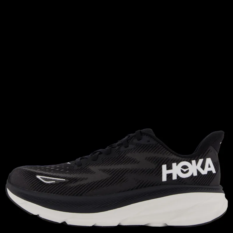 Hoka W Clifton 9 Wide Black / White Svart Sale