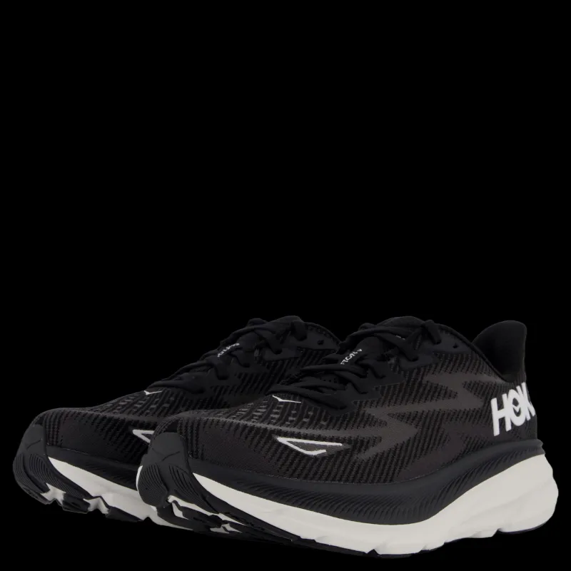 Hoka W Clifton 9 Wide Black / White Svart Sale