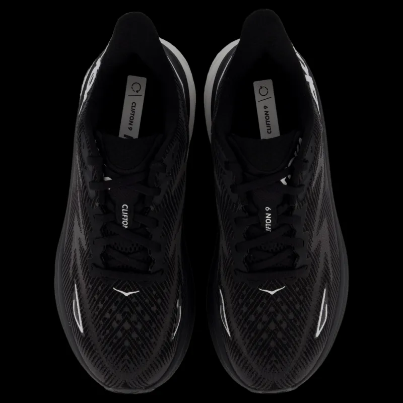 Hoka W Clifton 9 Wide Black / White Svart Sale