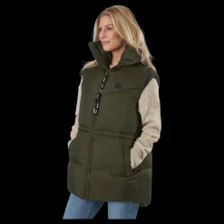 Svea W. Generous Hip Length Vest Dark Army Hot