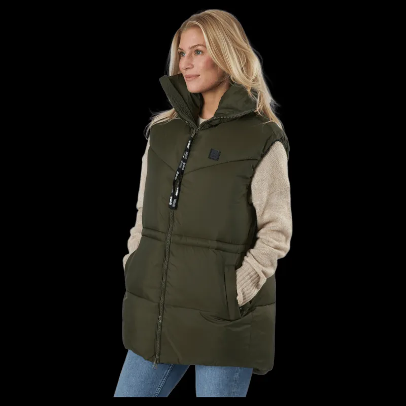 Svea W. Generous Hip Length Vest Dark Army Hot