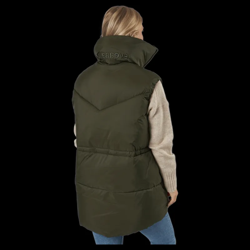 Svea W. Generous Hip Length Vest Dark Army Hot