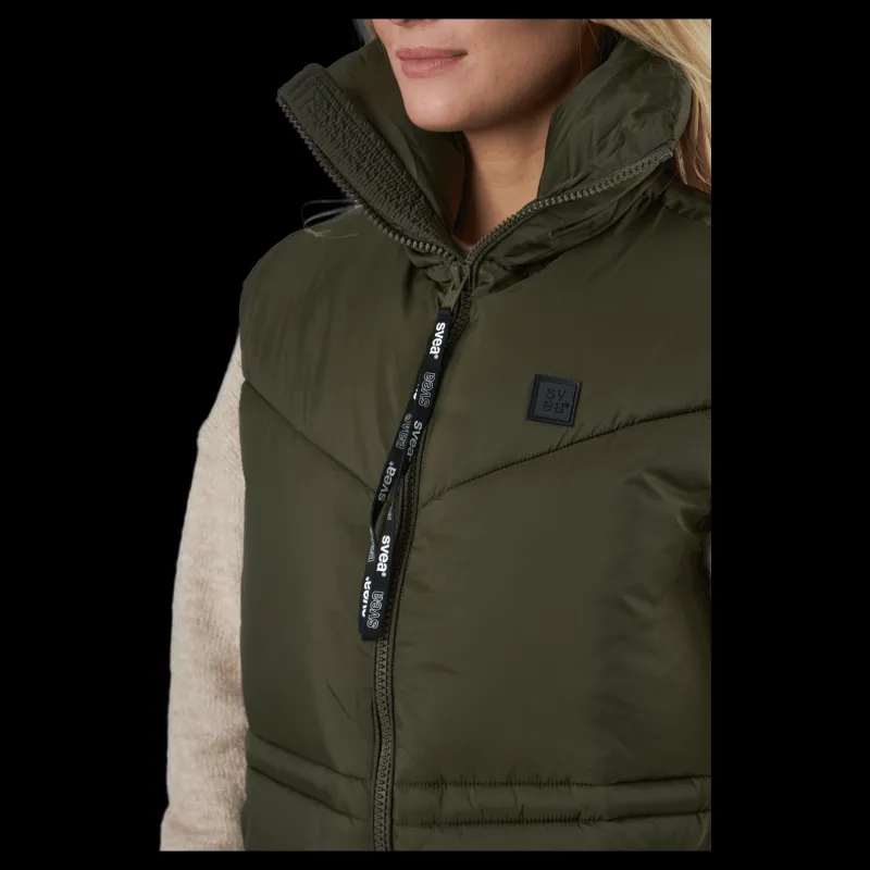 Svea W. Generous Hip Length Vest Dark Army Hot