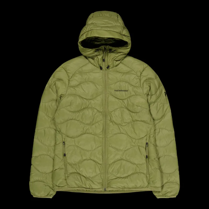 Peak Performance W Helium Down Hood Jacket Snap Green New