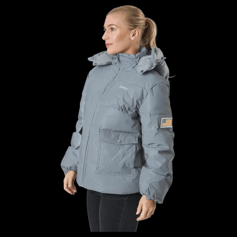 Svea W. Hooded Reflective Puffer Ja Silver Discount