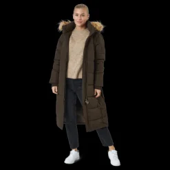 Svea W. Long Slim Padded Parka Brownie Bit Brun Hot