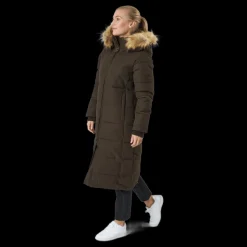 Svea W. Long Slim Padded Parka Brownie Bit Brun Hot