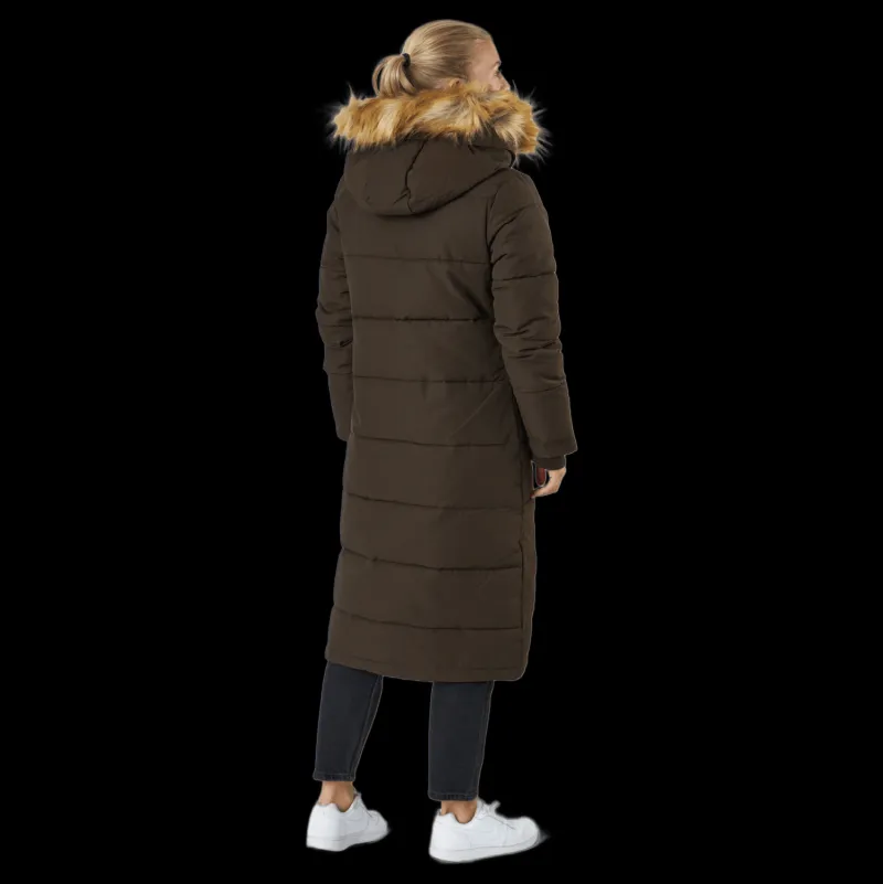 Svea W. Long Slim Padded Parka Brownie Bit Brun Hot