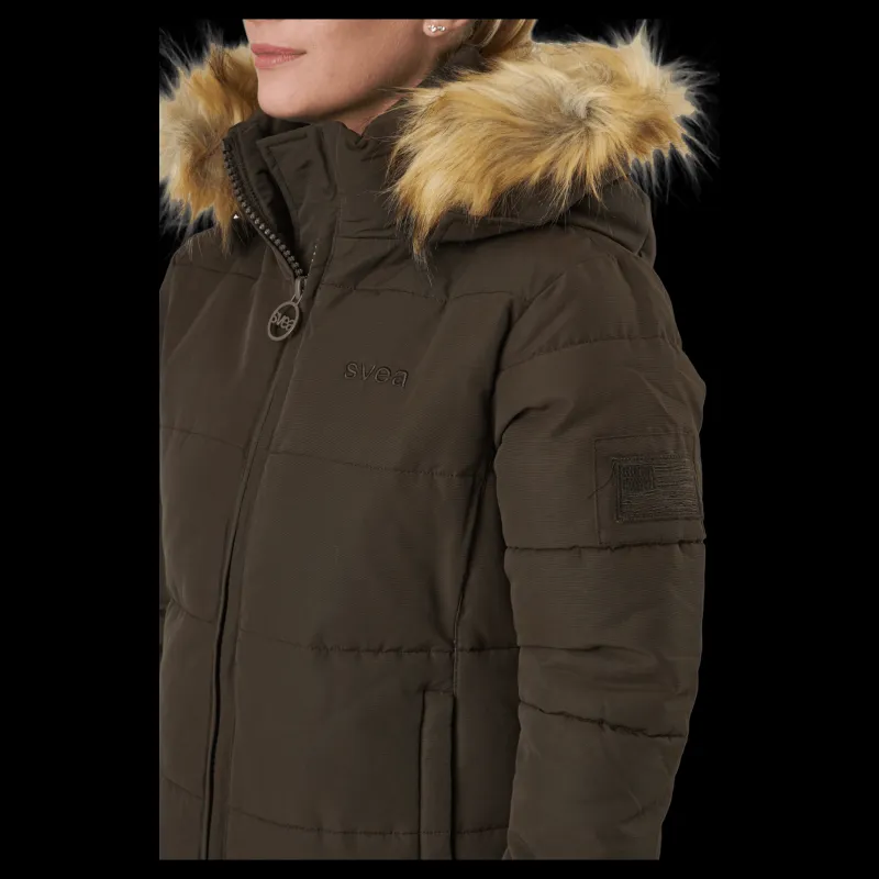Svea W. Long Slim Padded Parka Brownie Bit Brun Hot