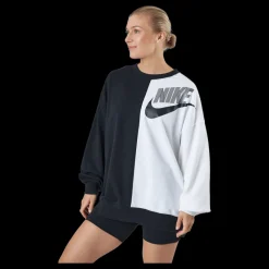 Nike W Nsw Ft Flc Oos Crew Dnc Black/white Svart och Vit Best