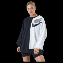 Nike W Nsw Ft Flc Oos Crew Dnc Black/white Svart och Vit Best