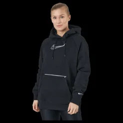 Sale Nike W Nsw Po Hoodie Os Bb Flc Prnt Black/white Svart