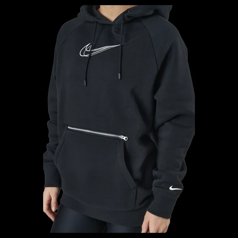 Sale Nike W Nsw Po Hoodie Os Bb Flc Prnt Black/white Svart