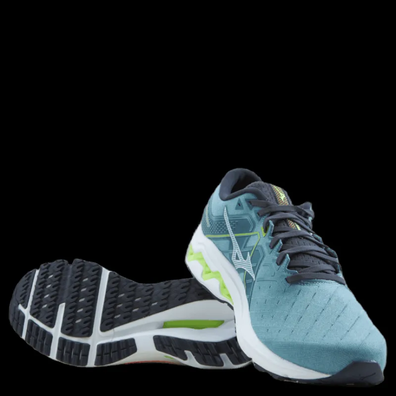 Mizuno Wave Inspire 18 Smoke Blue/white/neon Flame Blå Hot