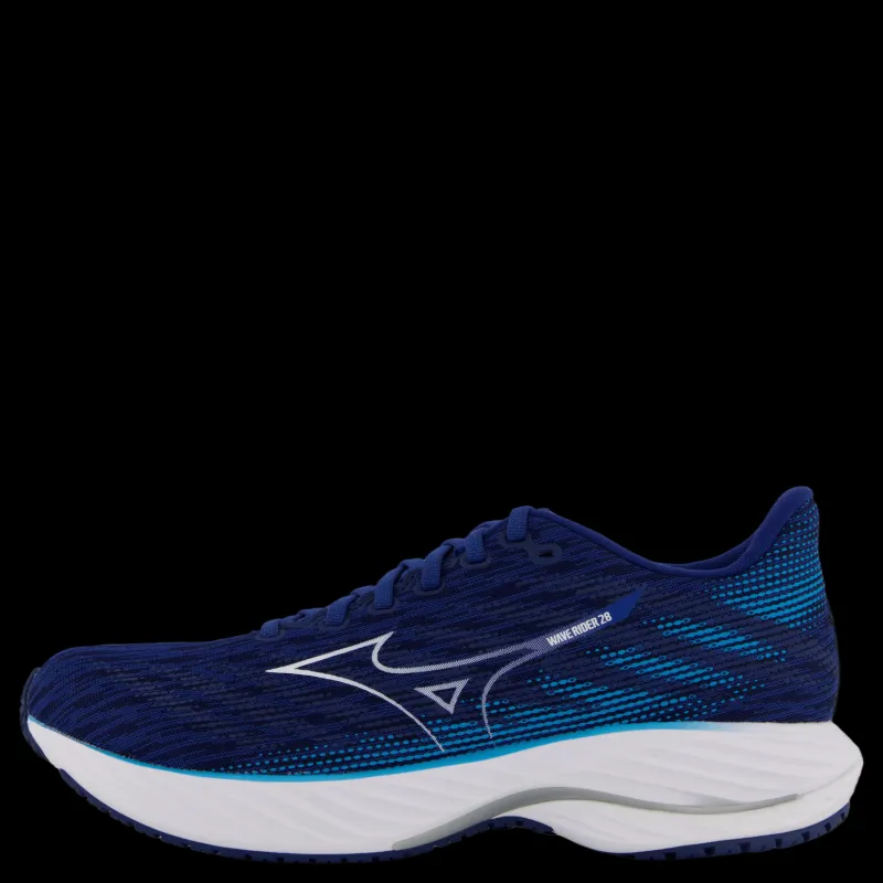 Best Mizuno Wave Rider 28 Estate Blue/white/river Blue Blå