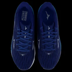 Best Mizuno Wave Rider 28 Estate Blue/white/river Blue Blå