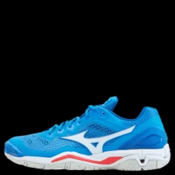 Outlet Mizuno Wave Stealth V French Blue / White / Ignition Blå