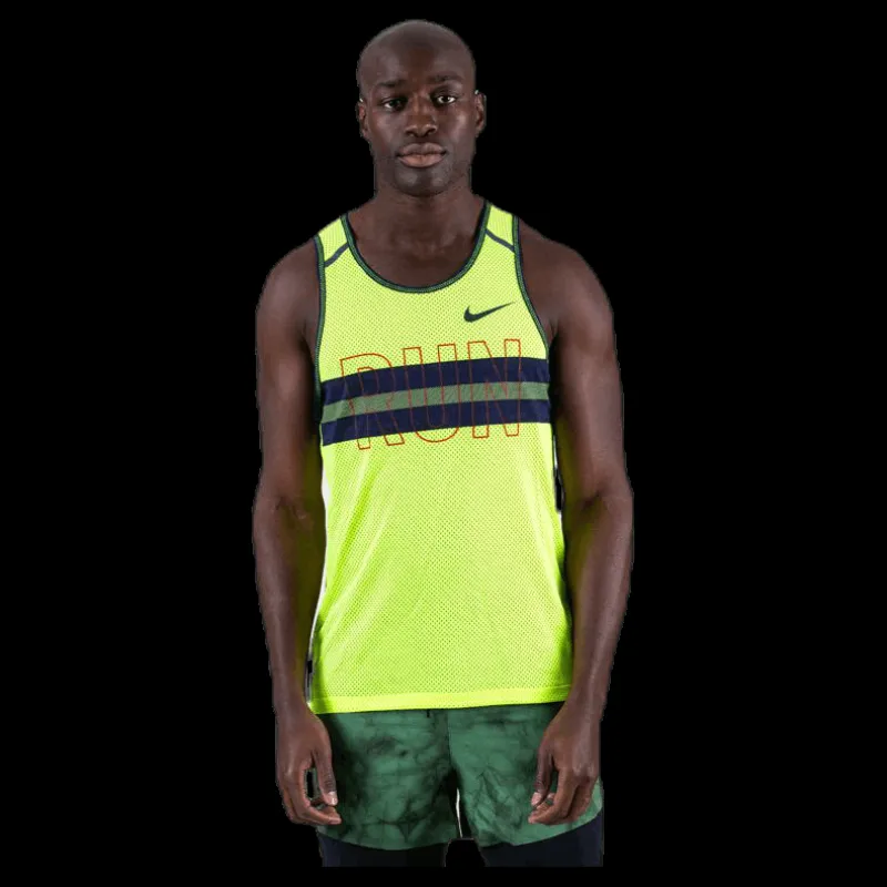 Nike Wil Run Tank Mesh Green Gul Sale