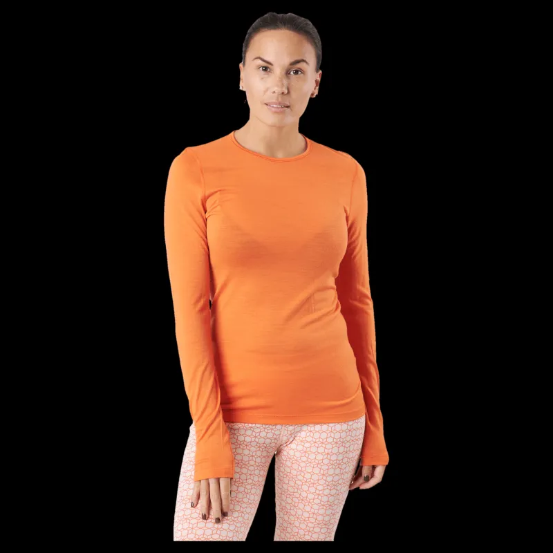 Icebreaker Women 200 Oasis Ls Crewe Flash Orange Discount
