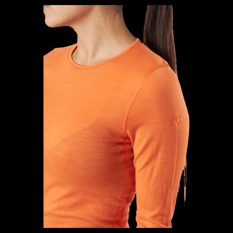Icebreaker Women 200 Oasis Ls Crewe Flash Orange Discount