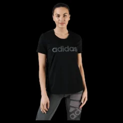 adidas Women D2M Logo T-Shirt Black / Grey Six Svart Clearance