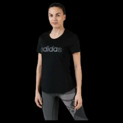 adidas Women D2M Logo T-Shirt Black / Grey Six Svart Clearance