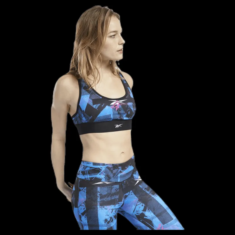 New Reebok Wor Myt AOP Racer Bra Black Svart