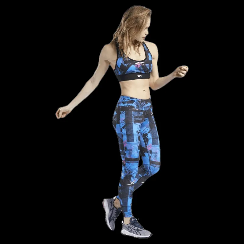 New Reebok Wor Myt AOP Racer Bra Black Svart