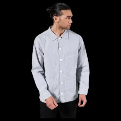 Dedicated Worker Jacket Sala Thin Stripes Blue Blå New