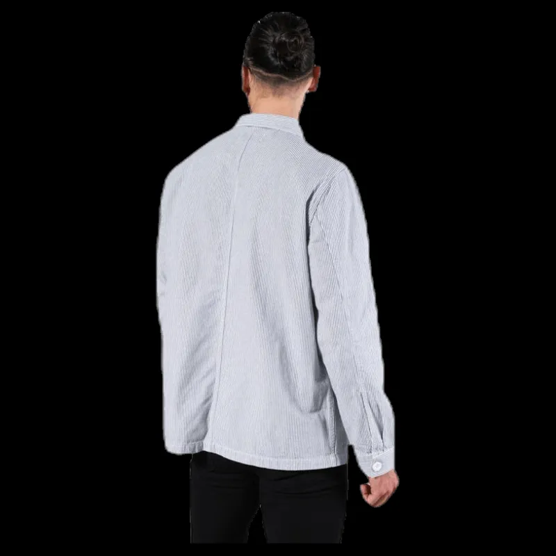 Dedicated Worker Jacket Sala Thin Stripes Blue Blå New