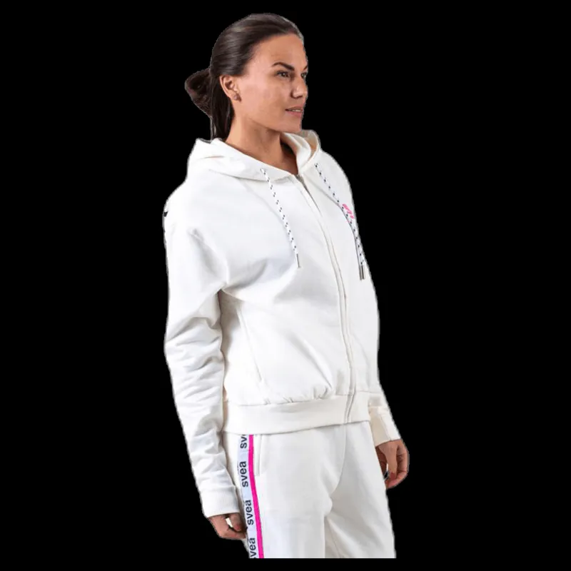Clearance Svea Woven Logo Tape Zip Hood White Vit