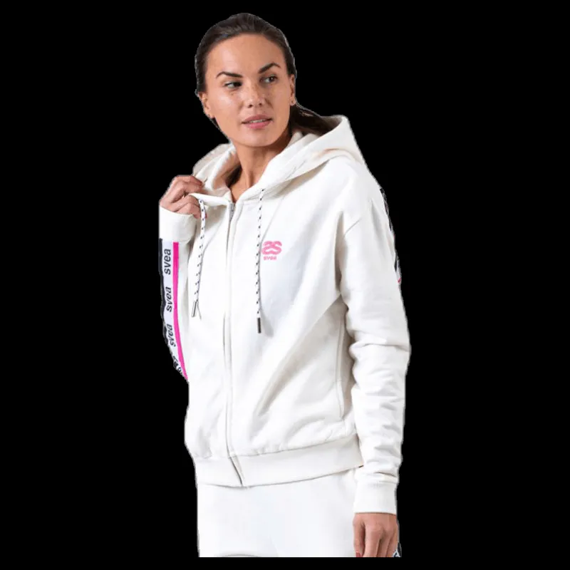 Clearance Svea Woven Logo Tape Zip Hood White Vit
