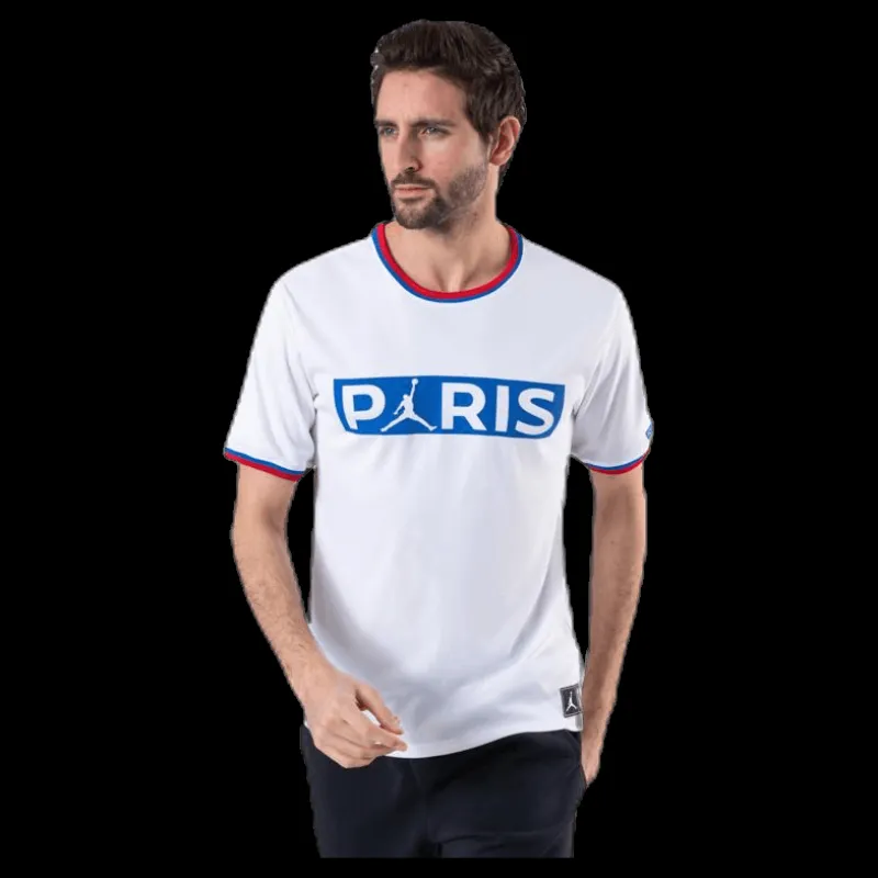 Jordan X Psg Wordmark Tee White/Hyper Cobalt Vit Discount