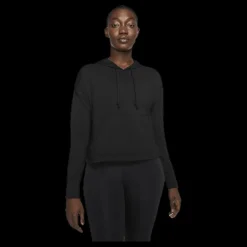 Hot Nike Yoga Jersey Crop Hoodie Black Svart
