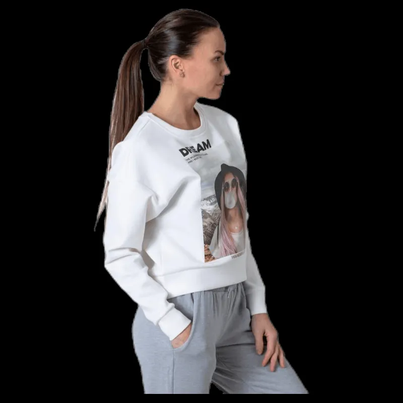 New Only Ziggy L/S O-Neck Box Swt White Vit